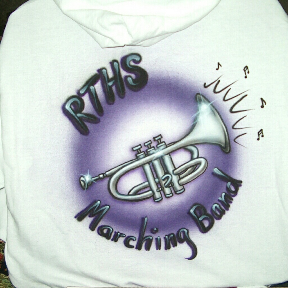 TRUMPET Airbrushed T-shirt listing for MEN'S sizes